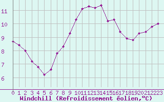 Courbe du refroidissement olien pour Pordic (22)