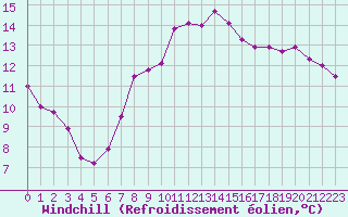 Courbe du refroidissement olien pour Elsenborn (Be)