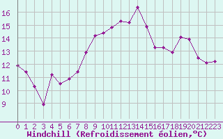 Courbe du refroidissement olien pour Cap Sagro (2B)