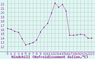 Courbe du refroidissement olien pour Kleine-Brogel (Be)
