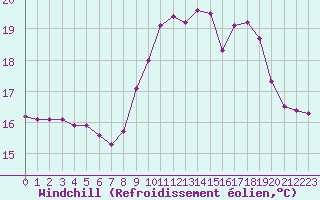 Courbe du refroidissement olien pour Cherbourg (50)
