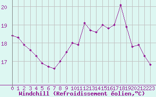 Courbe du refroidissement olien pour Ploeren (56)