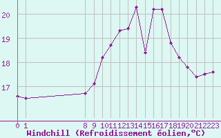 Courbe du refroidissement olien pour Aigrefeuille d