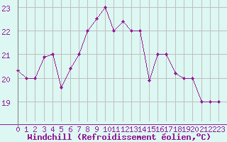 Courbe du refroidissement olien pour Bejaia
