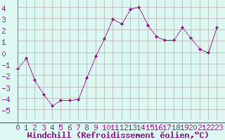 Courbe du refroidissement olien pour Monte Rosa