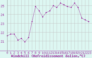Courbe du refroidissement olien pour Cap Sagro (2B)