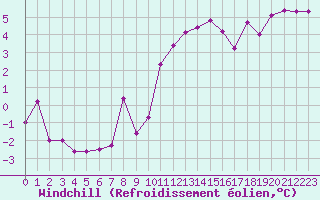 Courbe du refroidissement olien pour Sallles d