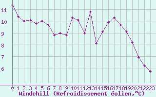 Courbe du refroidissement olien pour Douzy (08)