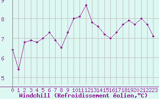 Courbe du refroidissement olien pour Le Touquet (62)