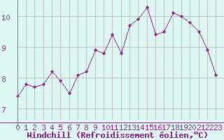 Courbe du refroidissement olien pour Oviedo
