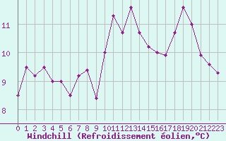 Courbe du refroidissement olien pour Ile de Groix (56)