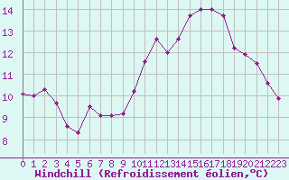 Courbe du refroidissement olien pour Sallles d